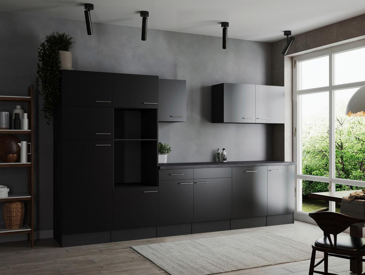 Küchenleerblock Oliver Grau, Schwarz B: 340 Cm - Schwarz/Grau, Design, Holzwerkstoff (340cm) - Respekta