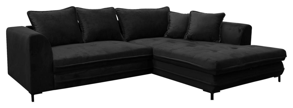 Eckschlafsofa Bello Schwarz Schlaffunktion Ottomane Rechts - Schwarz, Design, Textil (277/187cm) - Livetastic