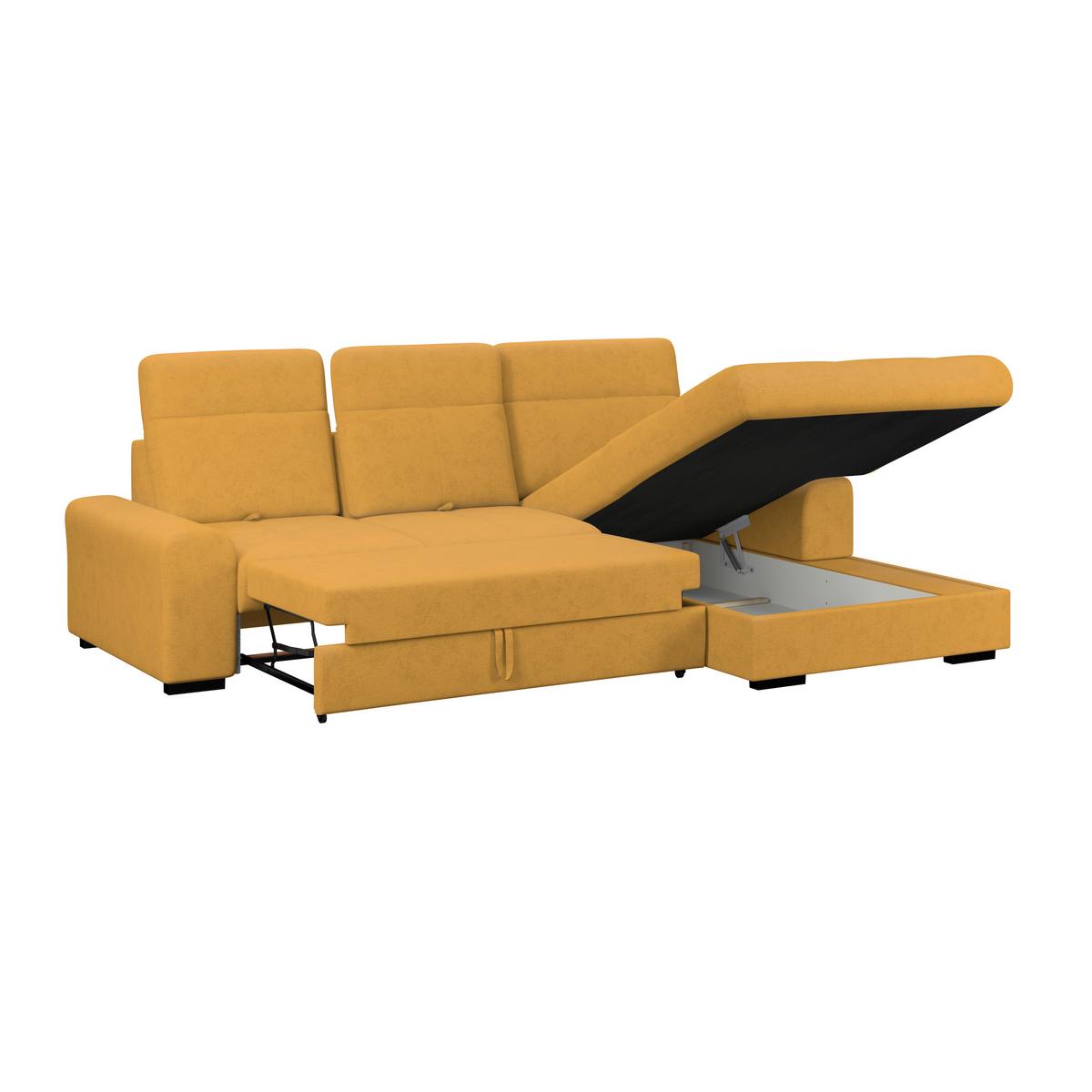 Ecksofa mit Bettfunktion Malaga new Chenille gold - Gelb/Schwarz, KONVENTIONELL, Textil (286/203cm) - Ondega