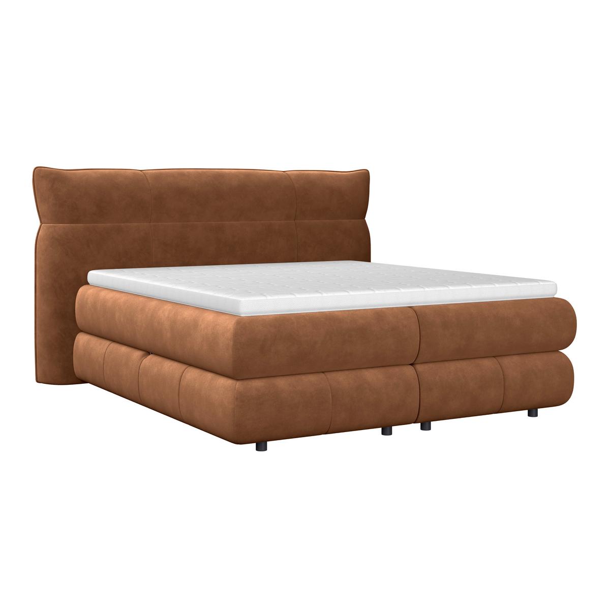 Boxspringbett Carmelo Kupfer 160x200 cm H3 - Schwarz/Kupferfarben, Trend, Textil (160/200cm)