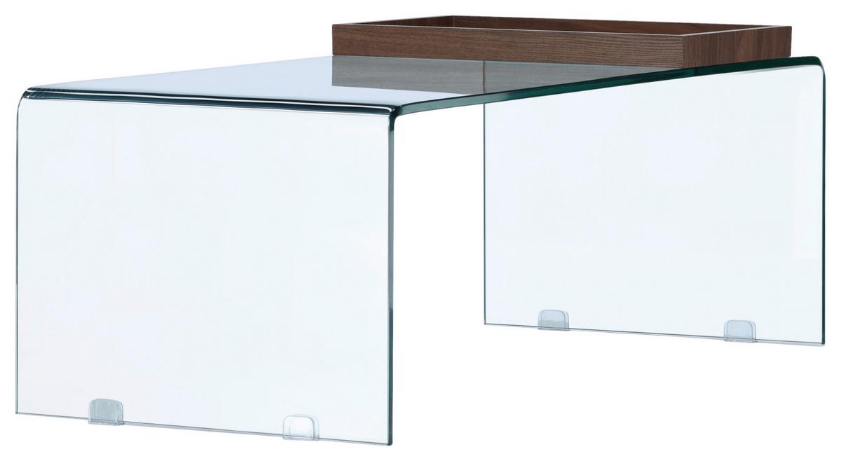 Couchtisch Telemark - Klar/Braun, Design, Glas (110/50/38cm) - Livetastic