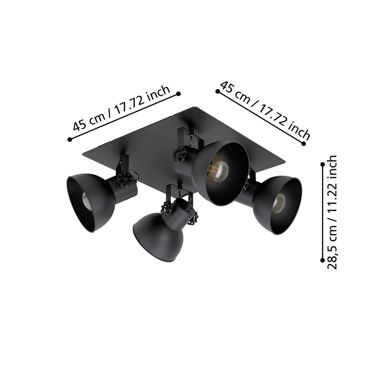Strahler Barnstaple 4-Flammig verstellbar L: 45 cm - Schwarz, Basics, Holz/Metall (45/45/23,6cm) - Eglo