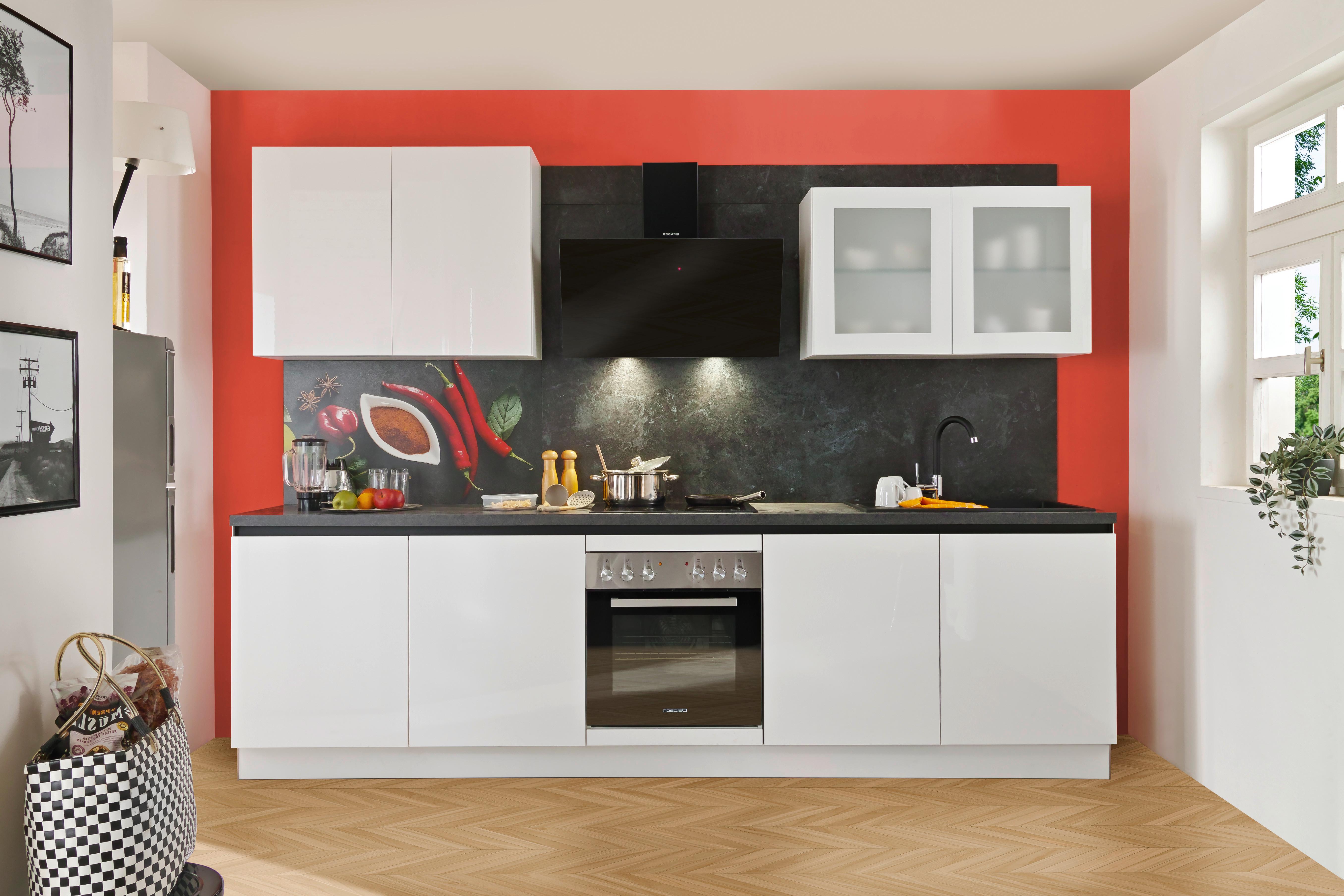 Küchenblock Star - Weiß Hochglanz, Basics, Holzwerkstoff (300cm) - Express