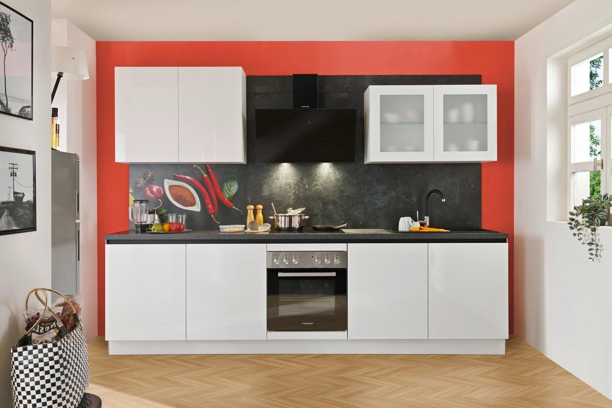 Küchenblock Star - Weiß Hochglanz, Basics, Holzwerkstoff (300cm) - Express