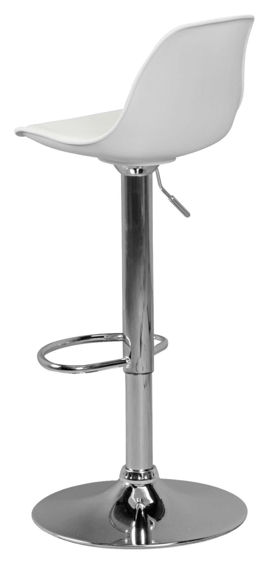 Barhocker Höhenverstellbar Korsika Lederlook Weiß/Chrom