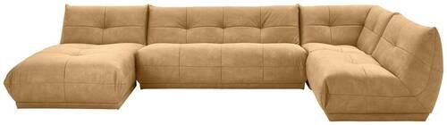 Wohnlandschaft Giselle Hellbraun Lederlook - Hellbraun, Trend, Textil (185/390/210cm) - Livetastic