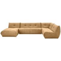 Wohnlandschaft Giselle Hellbraun Lederlook - Hellbraun, Trend, Textil (185/390/210cm) - Livetastic