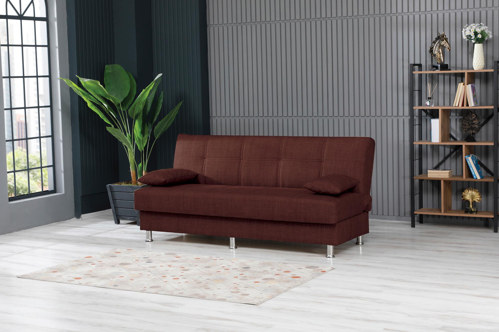 3-Sitzer-Sofa London Mit Schlaffunktion Rot - Chromfarben/Rot, Design, Textil (190/89/89cm) - Livetastic
