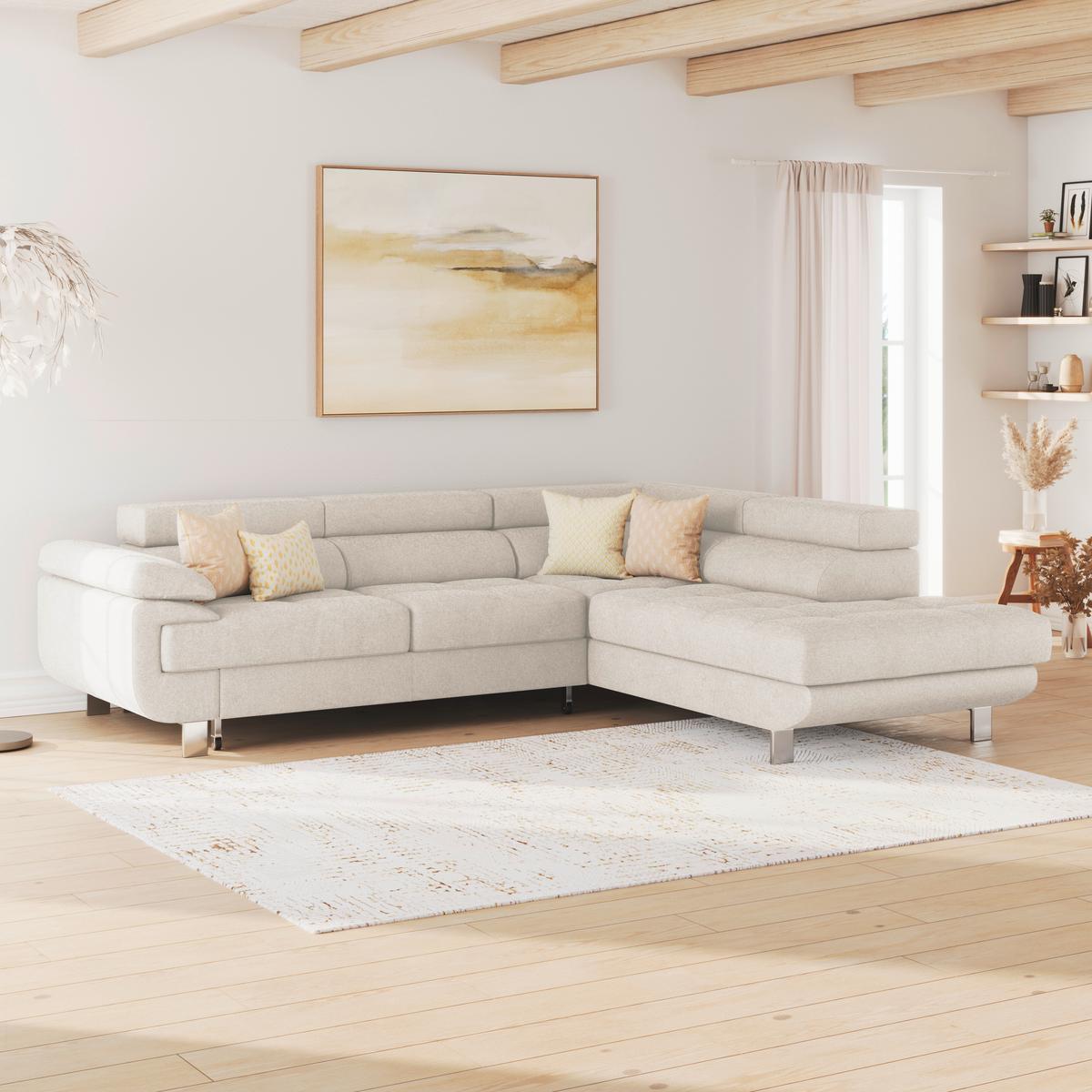 Ecksofa Savona - Perlmutt, MODERN, Textil (270/230cm) - Ondega