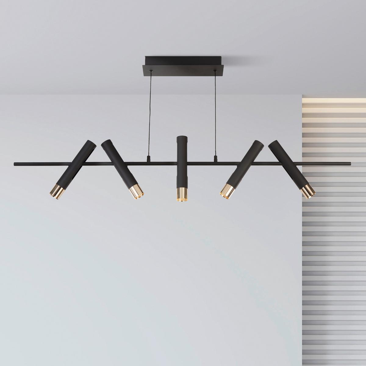 LED-Pendelleuchte 31651-5bk - Goldfarben/Schwarz, Basics, Kunststoff/Metall (10/23.5/120cm)