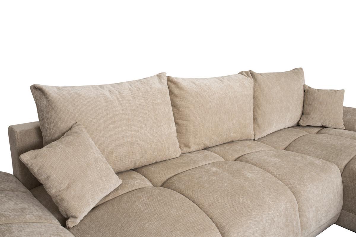 Rohová sedačka BONN, oboustranná, béžová žinylka - černá/béžová, Moderní, textil/plast (296/182cm)