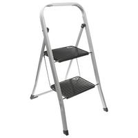 Klapptrittleiter Metall 2 Stufen Schwarz/Silberfarben - Silberfarben/Schwarz, Basics, Metall (47/4/91cm)