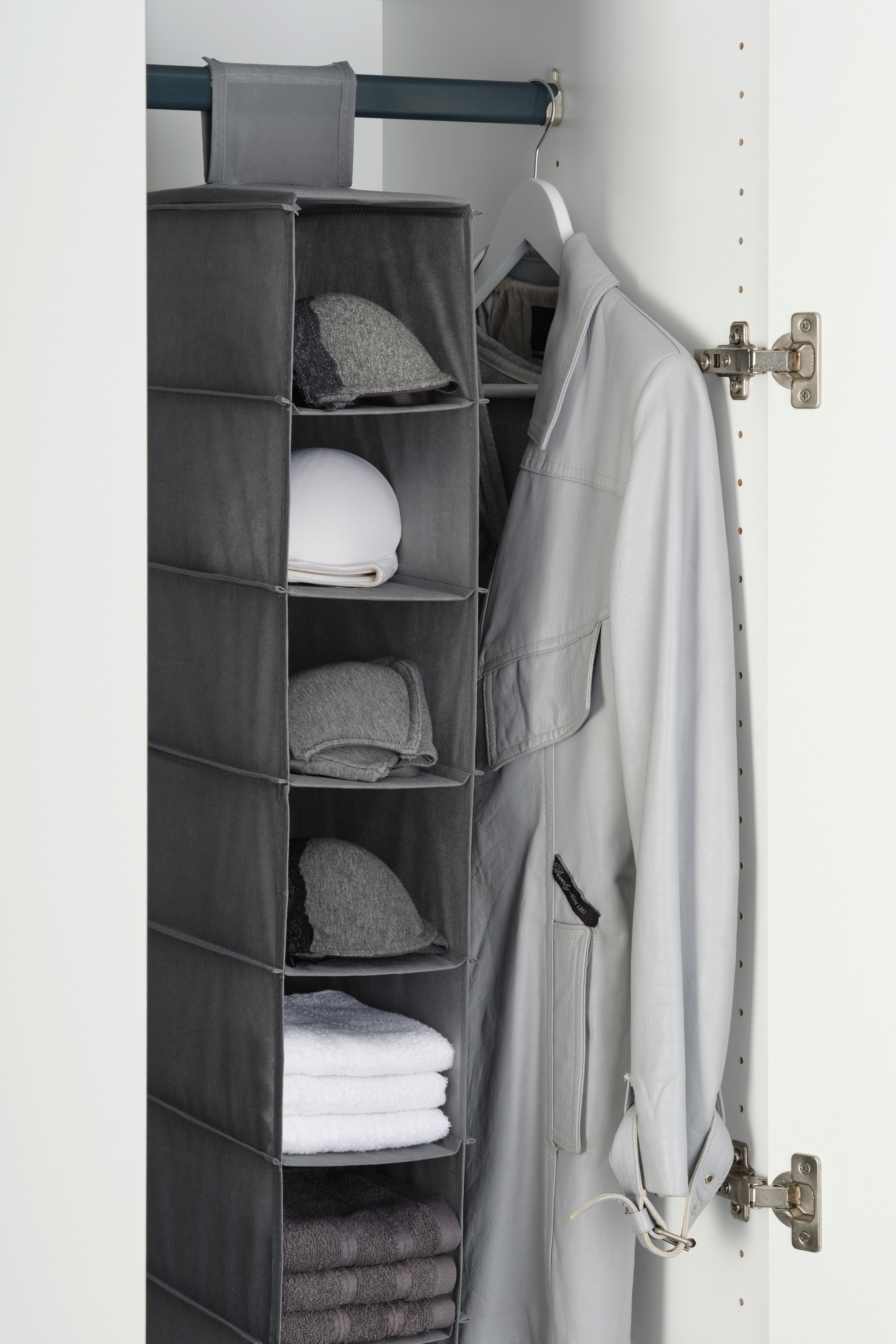 Závesný organizér TANYA - sivá, Konventionell, kartón/textil (33/125/15cm) - Mömax