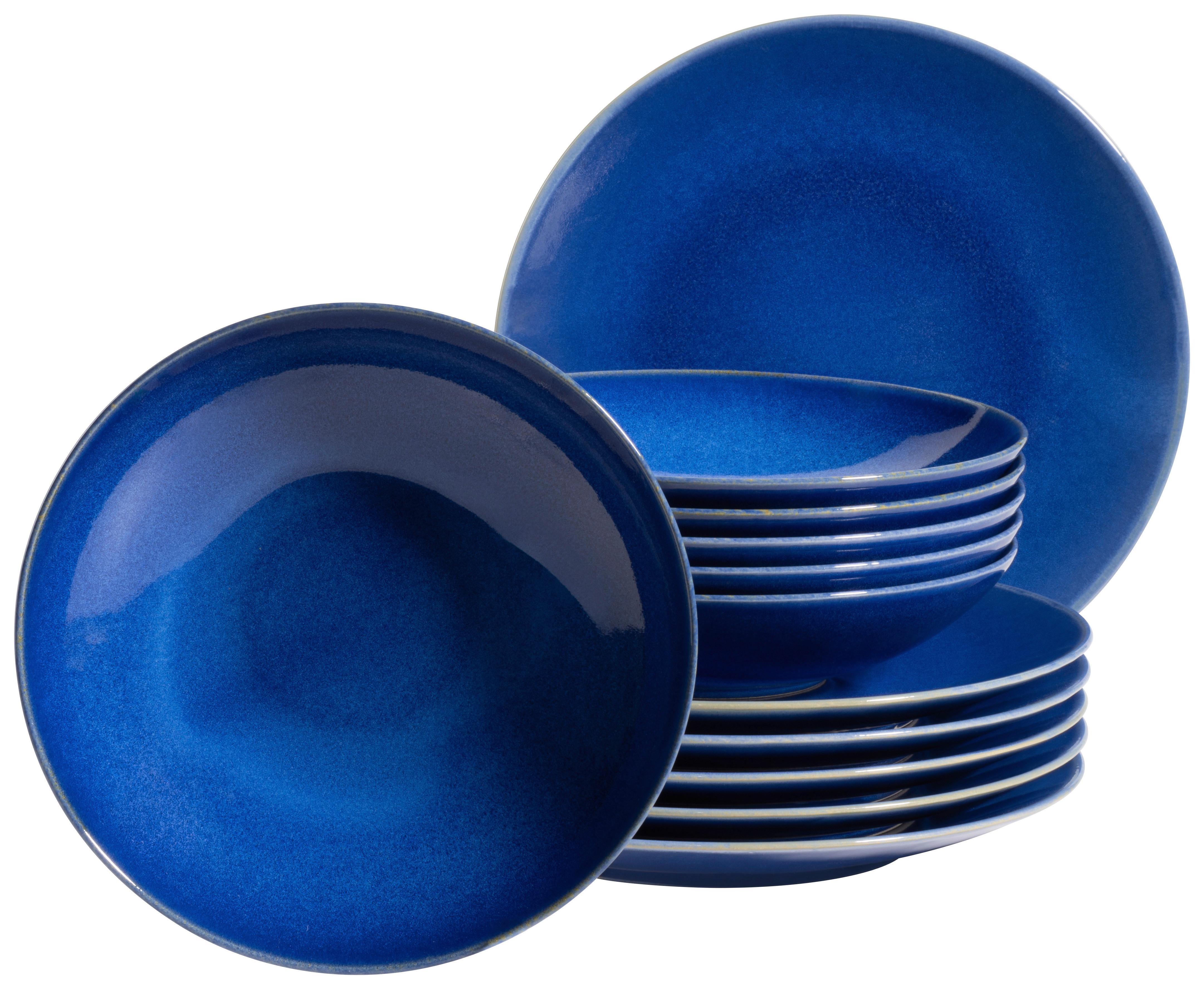 Tafelservice Ossia Keramik 6personen Geschirr Set Blau - Dunkelblau, Basics, Keramik - Mäser
