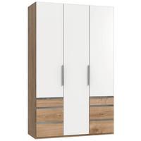 Drehtürenschrank Mit Laden, 150 Cm, Weiß/eiche Dekor - Eichefarben/Weiß, MODERN, Holzwerkstoff (150/236/58cm) - MID.YOU