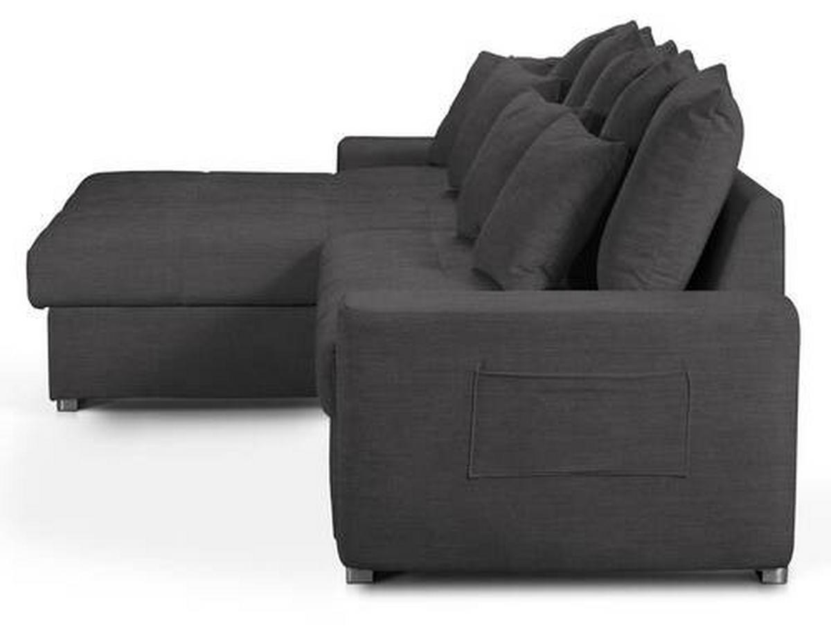 Ecksofa mit Schlaffunktion Salvador + Bettkasten Schwarz - Wengefarben/Silberfarben, MODERN, Holz/Textil (164/293cm) - MID.YOU