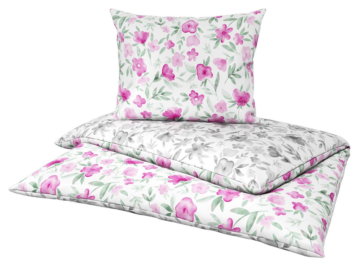 Satin Bettwäsche 140x200 cm Iris Rosa/Weiß - Rosa/Weiß, ROMANTIK / LANDHAUS, Textil (140/200cm) - James Wood