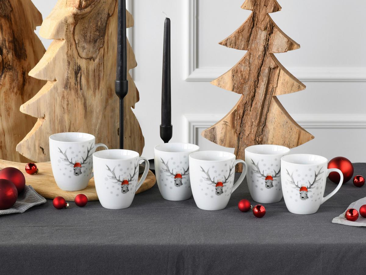 Kaffeebecherset Luna Hirsch 6--Teilig., Weiß - Weiß, Basics, Keramik - Creatable