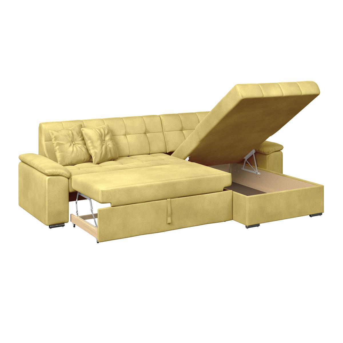 Ecksofa Bali senfgelb, 208x120cm - Senfgelb, Trend, Textil (257/167cm) - Livetastic