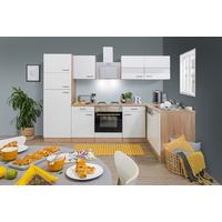 Eckküche Economy mit Geräten 172x280 cm Weiß/Eiche Dekor - Eichefarben/Eschefarben, Basics, Glas/Holzwerkstoff (280/172cm) - Respekta