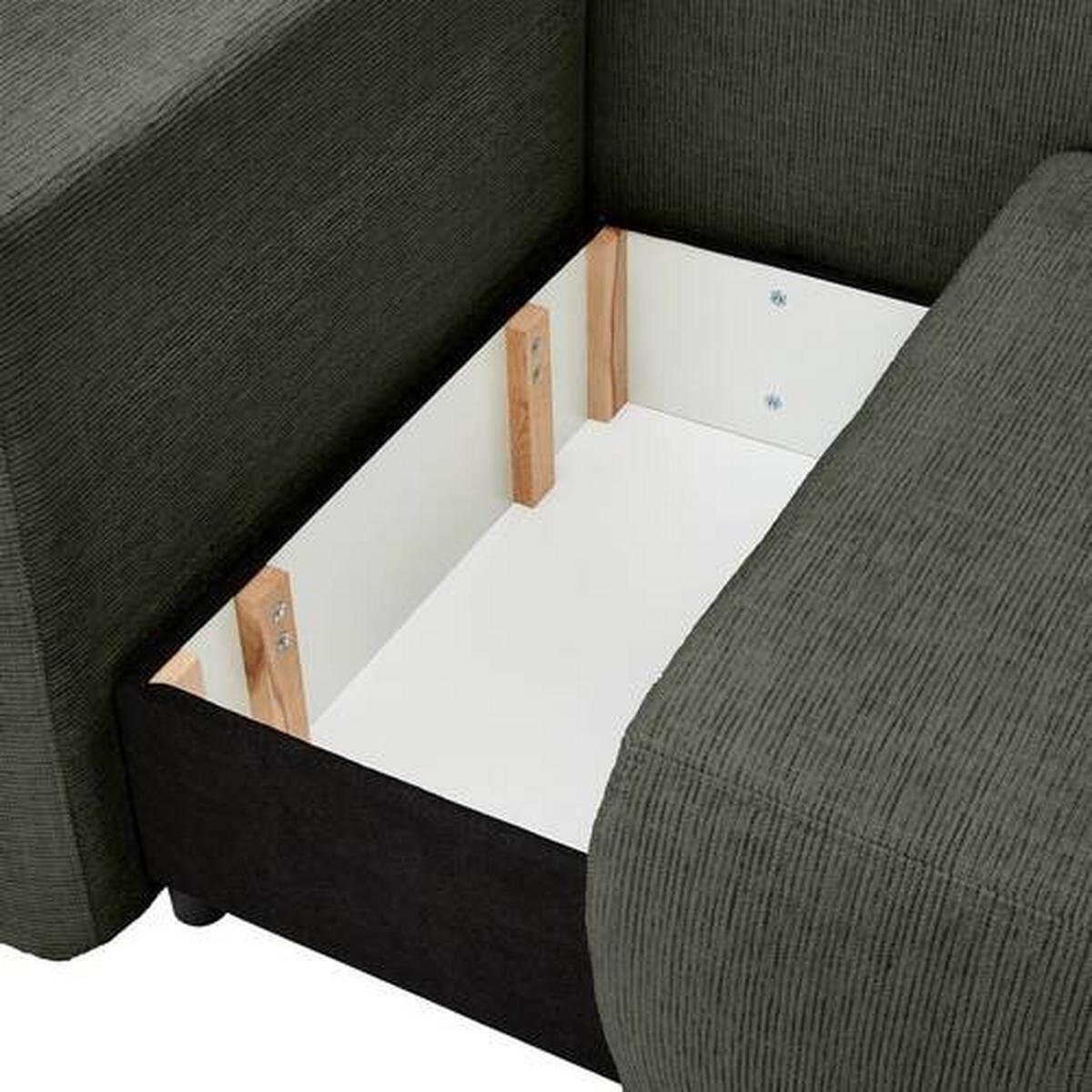 Chaiselongue Nello - Dunkelgrün/Schwarz, KONVENTIONELL, Textil (93/73/171cm) - MID.YOU