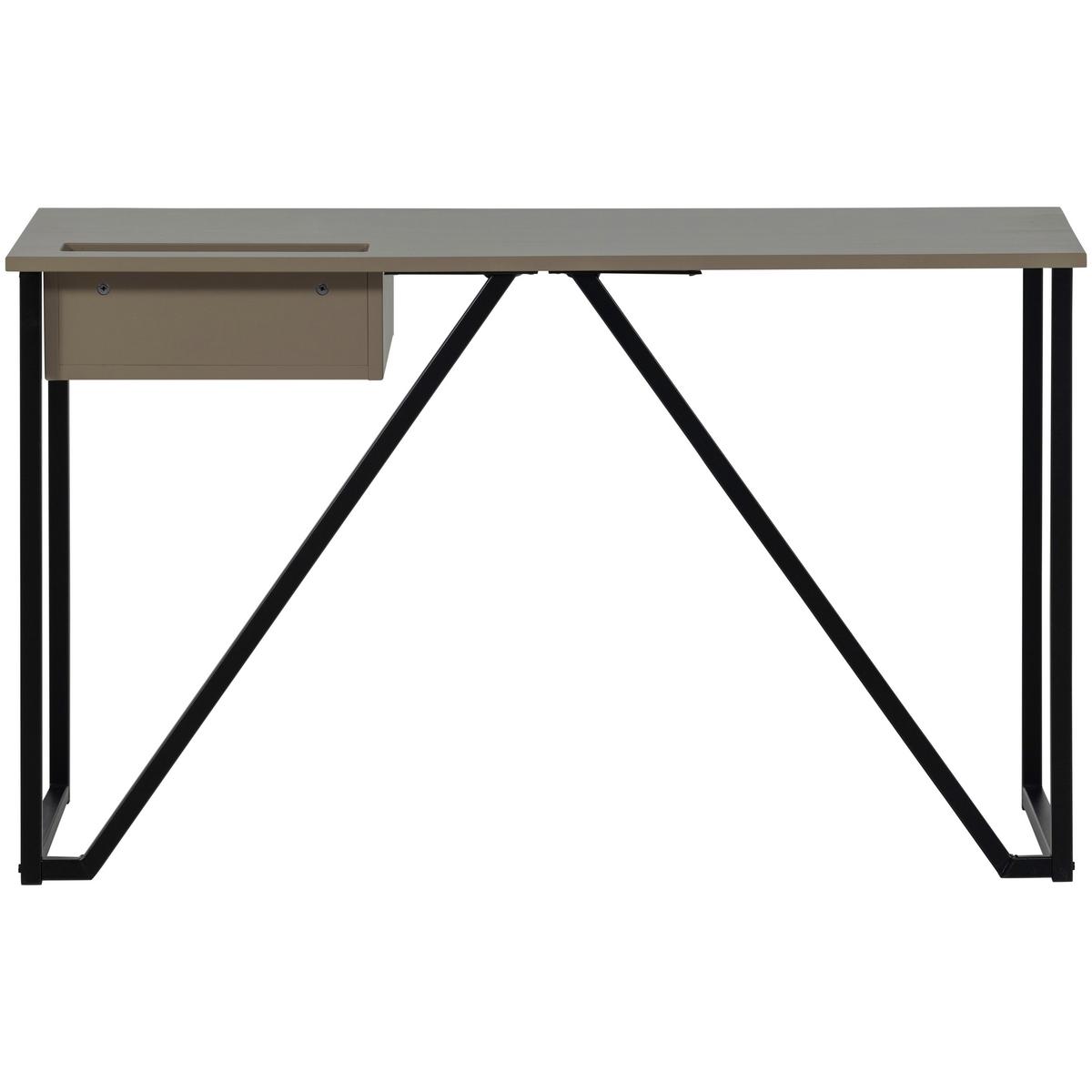 Schreibtisch New Julius Schlammfarben L: 126cm - Schlammfarben/Schwarz, MODERN, Holz/Metall (126/53/75cm) - Livetastic