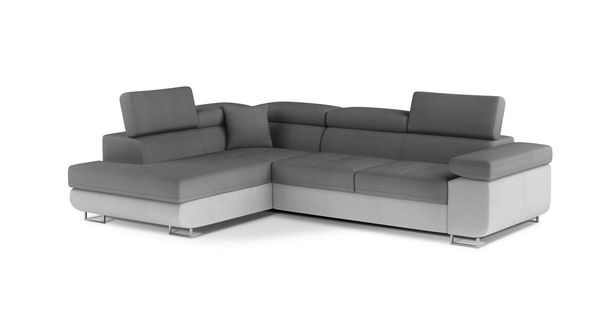 Ecksofa Anton Grau, Hellgrau S:203x272 Cm - Chromfarben/Hellgrau, Design, Textil (203/272cm) - MID.YOU