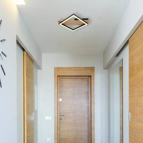 LED-Deckenleuchte 67294d - Dunkelbraun/Opal, Natur, Holzwerkstoff/Kunststoff (33/31/5,5cm) - Globo
