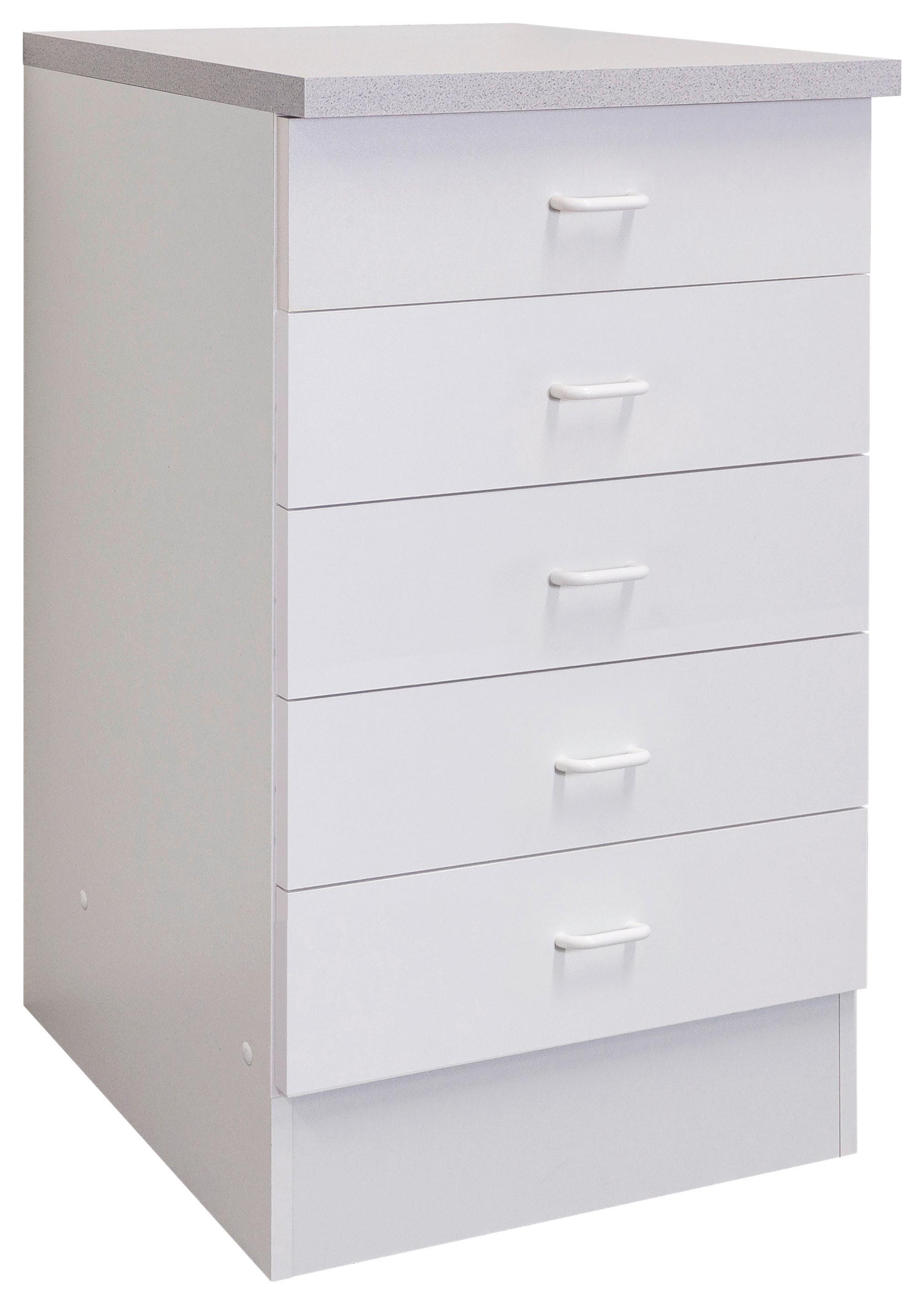 Küchenunterschrank Speed B: 50 cm Weiß mit Laden - Hellgrau/Weiß, KONVENTIONELL, Holzwerkstoff (50/85/50cm)