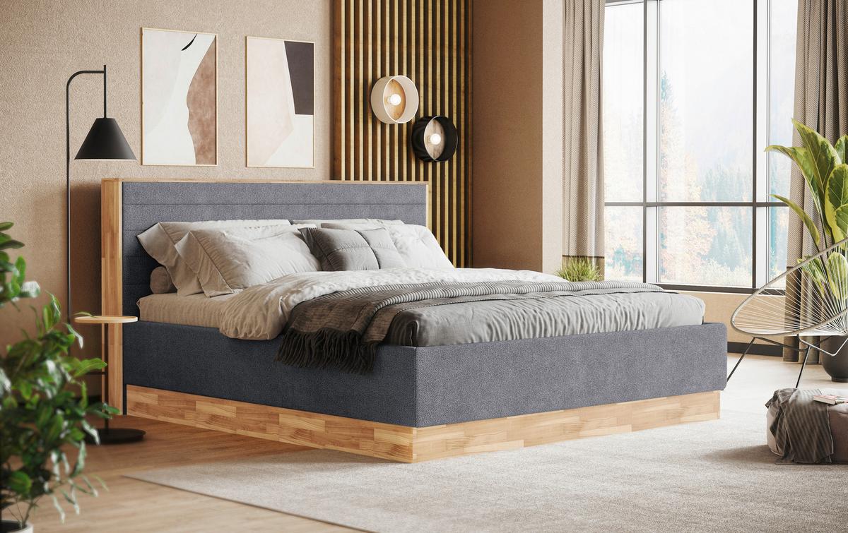 Polsterbett Peseta Anthrazit Lxf: Ca. 180x200 Cm - Anthrazit/Schwarz, Holzwerkstoff/Textil (180/200cm) - MID.YOU