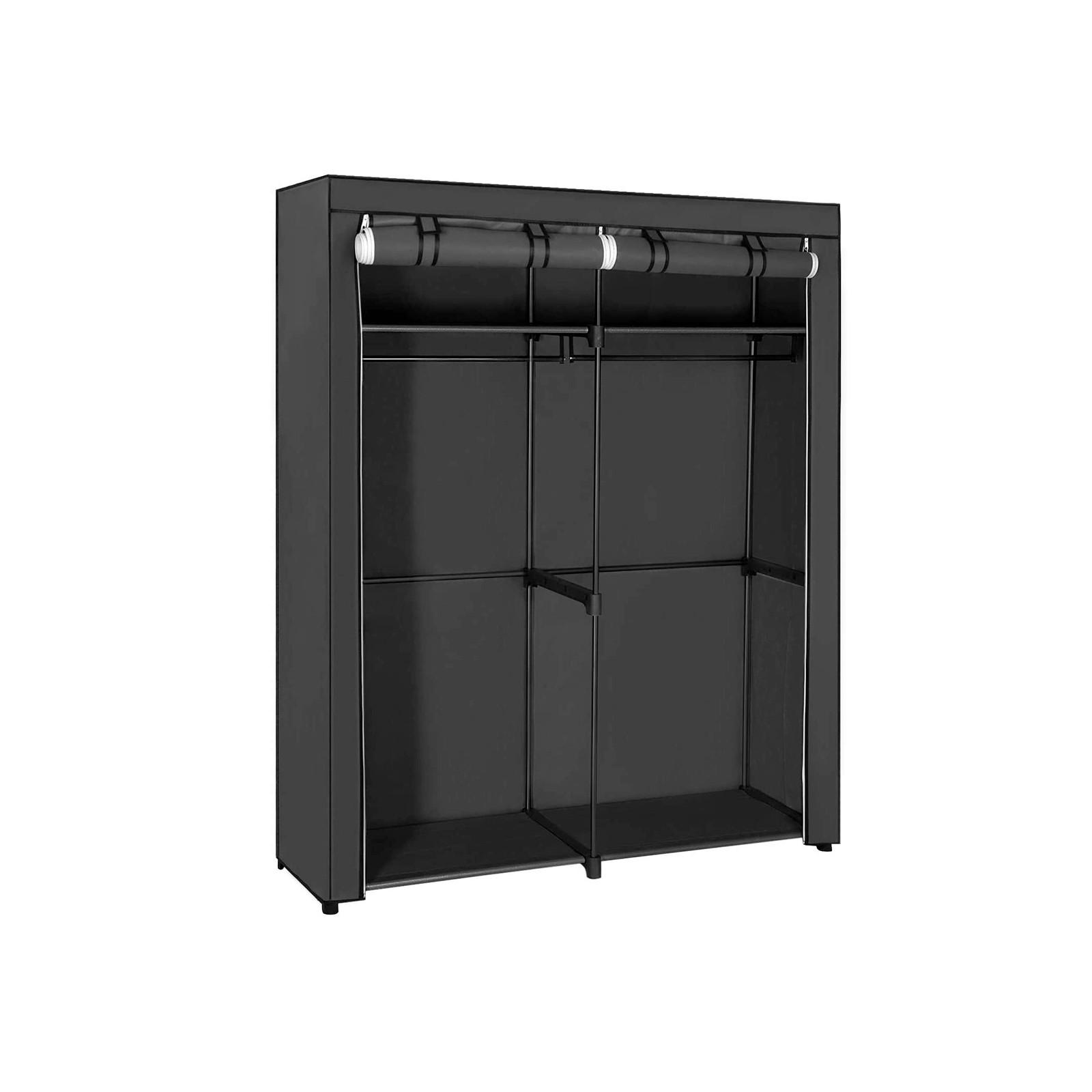 Stoffschrank B: 140 cm Schwarz - Schwarz, Trend, Kunststoff/Textil (140/174/43cm) - Boxxx