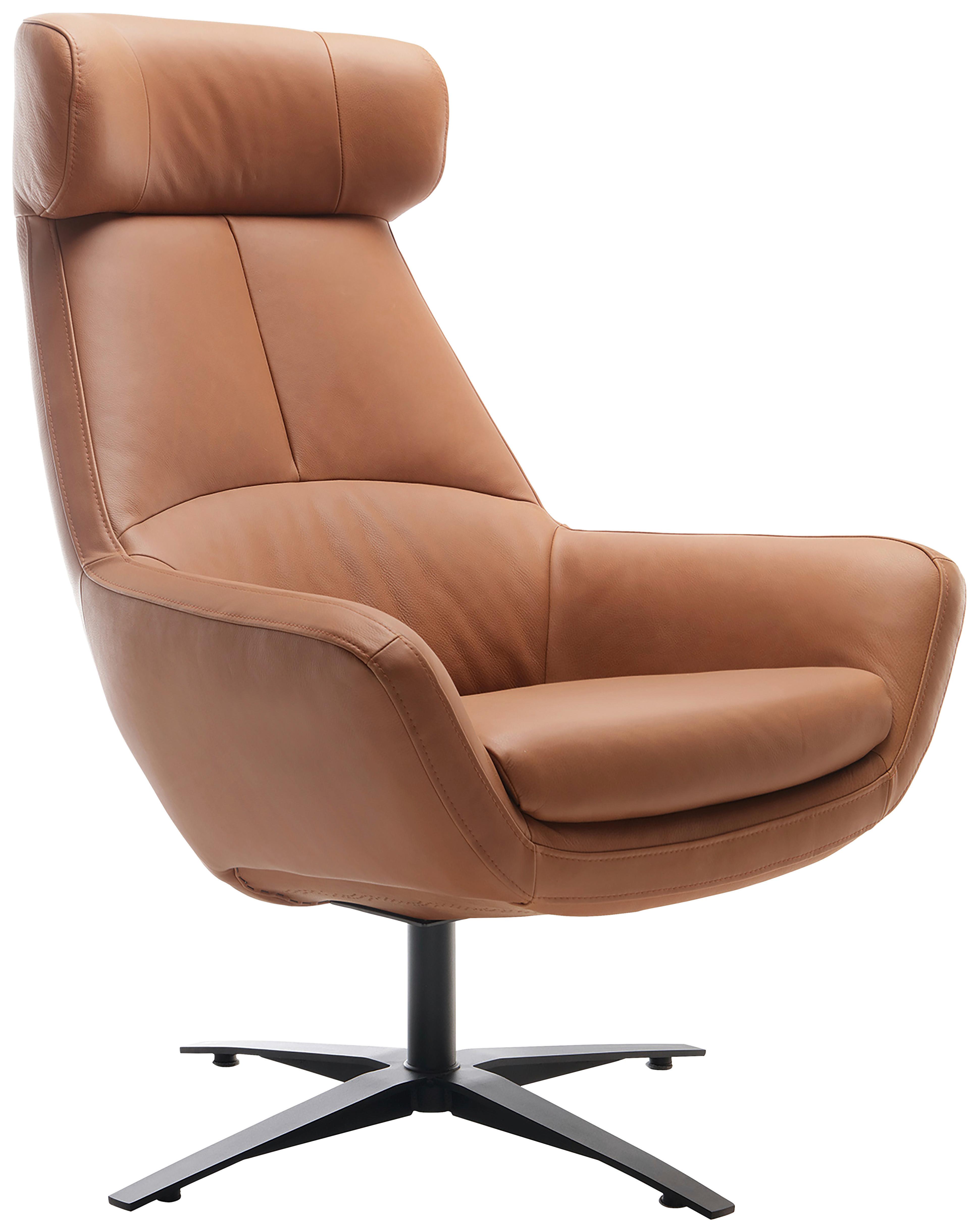 Sessel Be Organic - Cognac/Schwarz, MODERN, Leder (81/112/83cm) - Trendmanufaktur