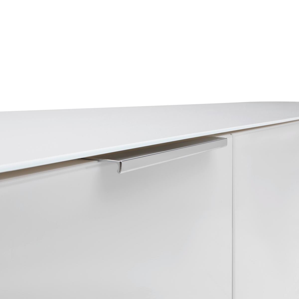 TV komoda Siena sklo, bílá - bílá/černá, Moderní, kov/kompozitní dřevo (226/55/40cm) - Premium Living