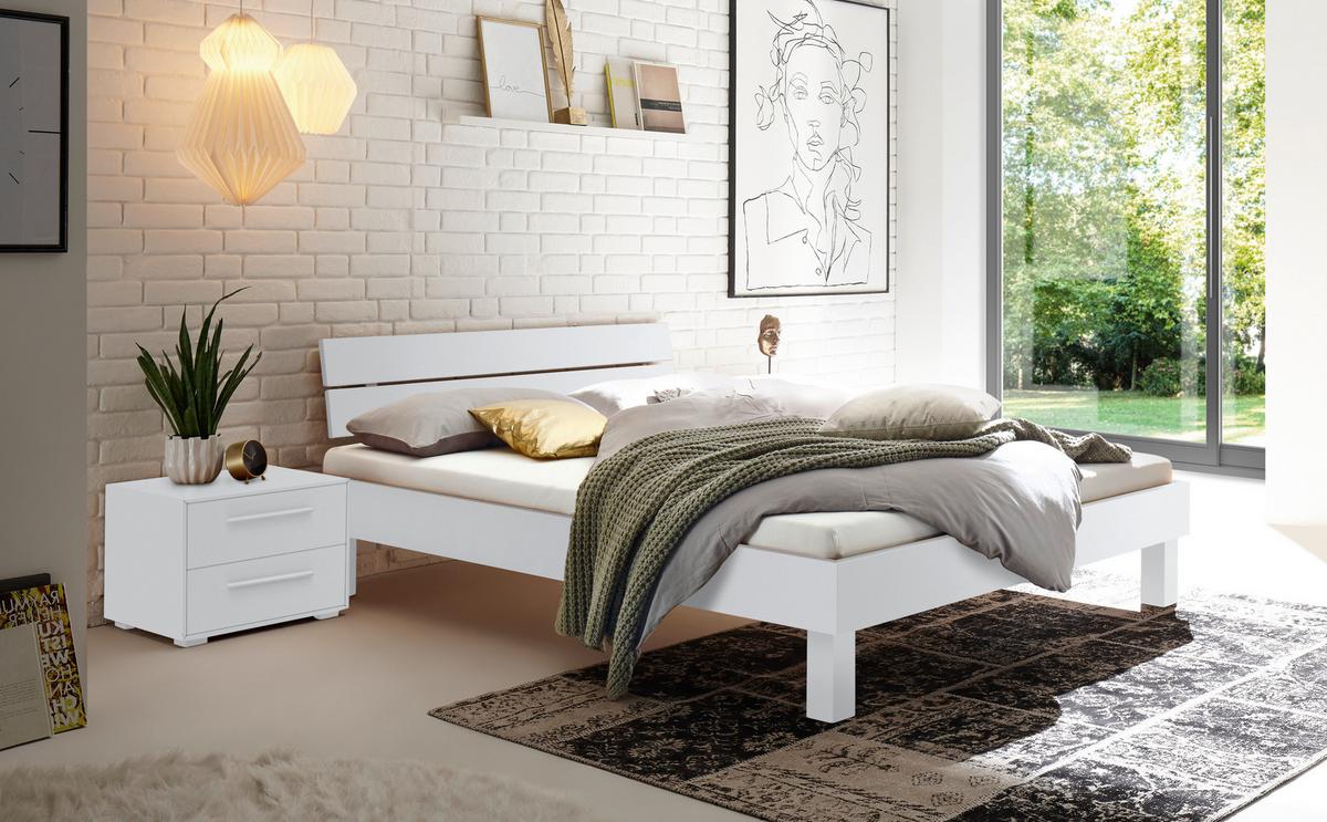 Bett Prato Kopfteil Mit 2 Paneele 200x200 Cm - Weiß, Natur, Holzwerkstoff (200/200cm) - Hasena