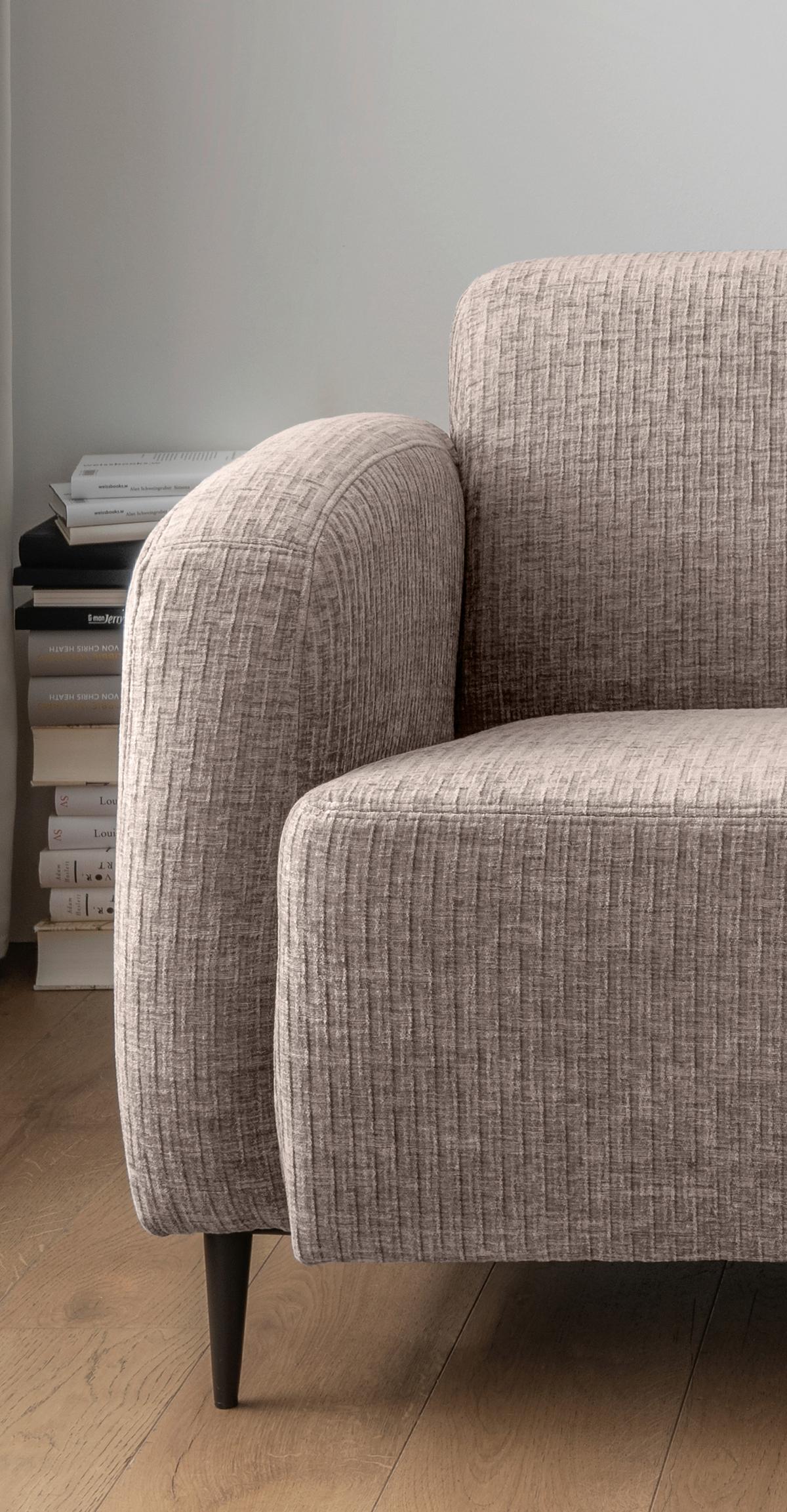 3-Sitzer-Sofa Marone Beige B: 180cm - Beige/Schwarz, MODERN, Textil (180/76/90cm) - Livetastic