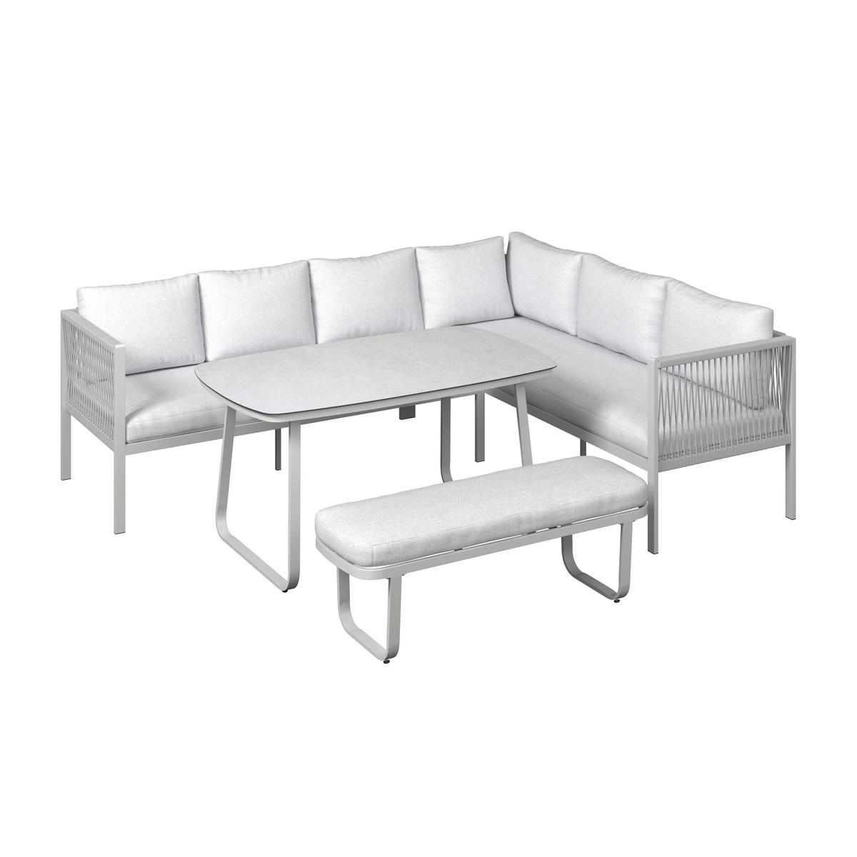 TERASOVÁ SEDACIA SÚPRAVA SOPHIA - krémová/svetlosivá, Modern, kov/textil