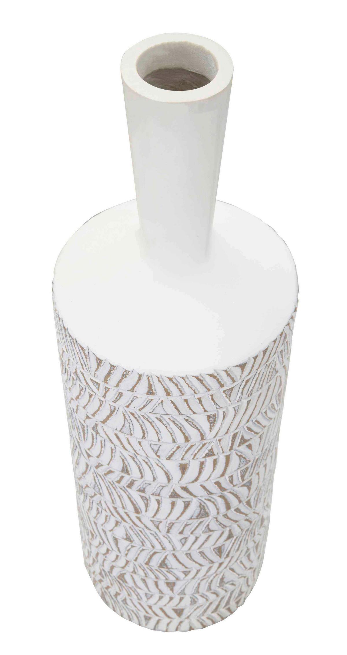 Vase Polyresin Nairobi Bottl Weiß B: 15 cm - Weiß, Basics, Kunststoff (15/49.5/15cm)