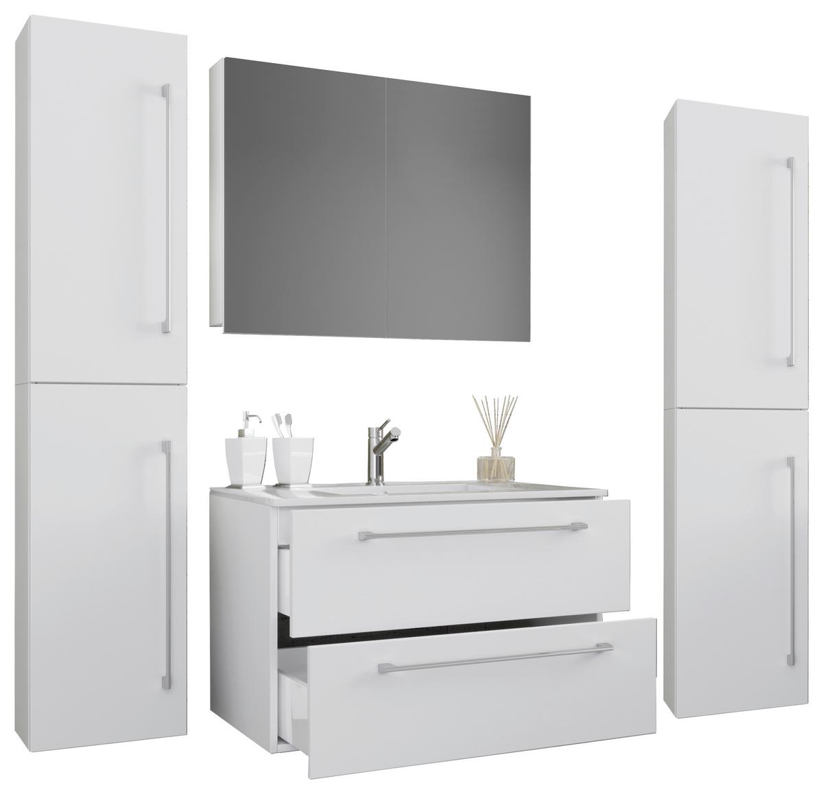 Badezimmer Badinos 5-Teilig Weiß B: 146 cm - Weiß, MODERN, Keramik/Holzwerkstoff (147cm) - MID.YOU