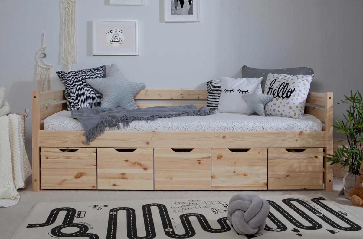 Stauraumbett Naomi - Naturfarben, MODERN, Holz (90/200cm) - MID.YOU