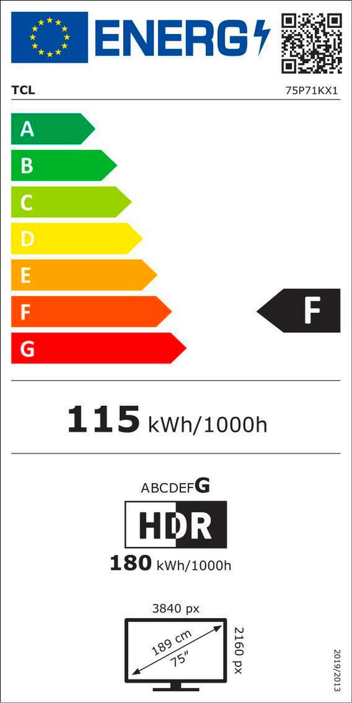 FERNSEHER TCL 75P71K - Schwarz, Basics, Kunststoff (166,6/102,8/34,3cm)