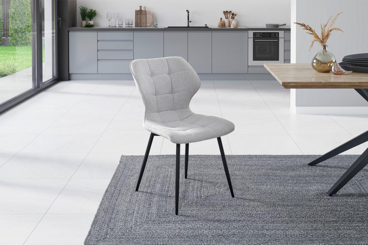 Stuhl Leana - Hellgrau/Schwarz, LIFESTYLE, Holz/Textil (47/82/59cm) - Livetastic