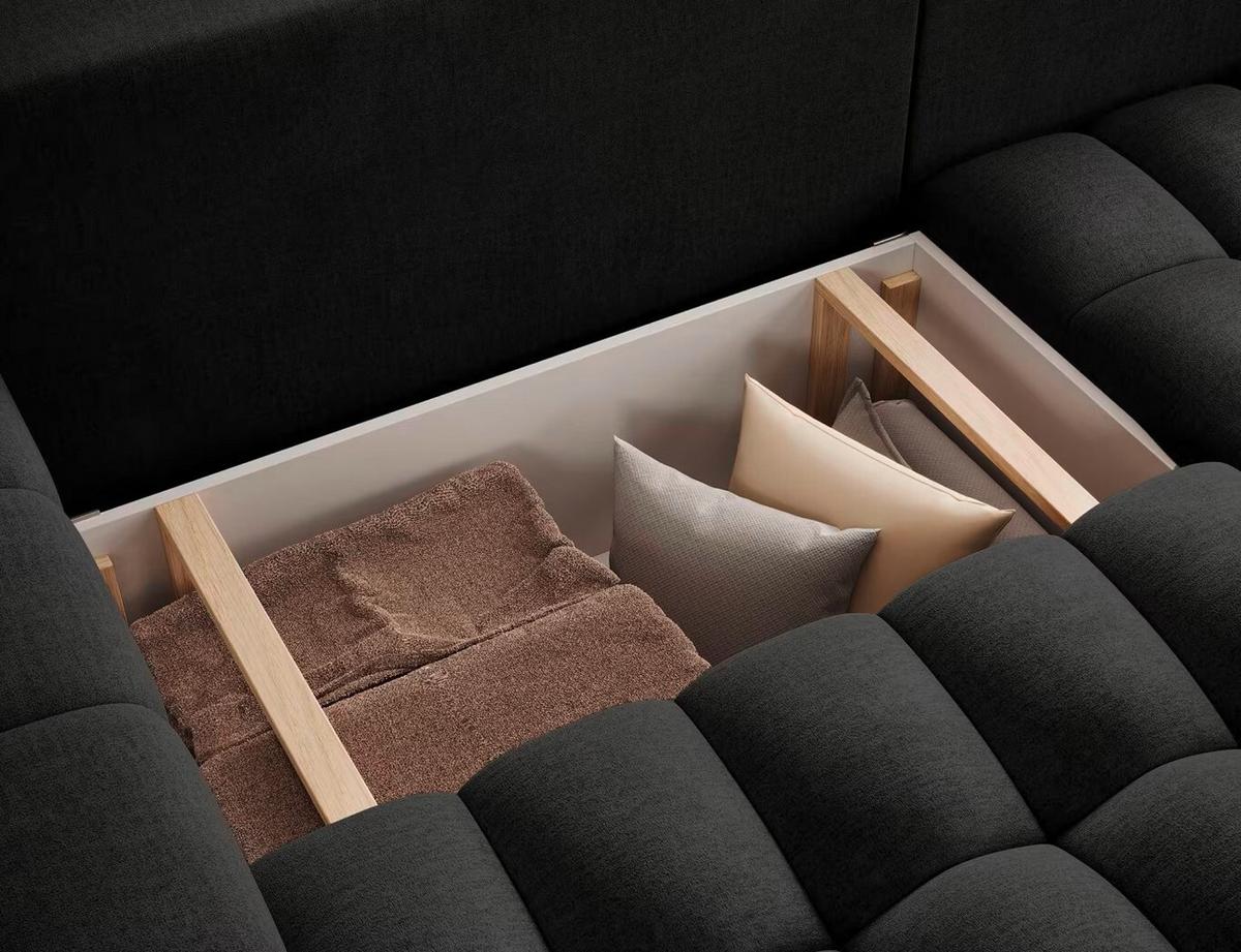 Ecksofa Bonett Anthrazit S: 250x175 Cm - Anthrazit/Schwarz, Design, Textil (250/175cm) - MID.YOU