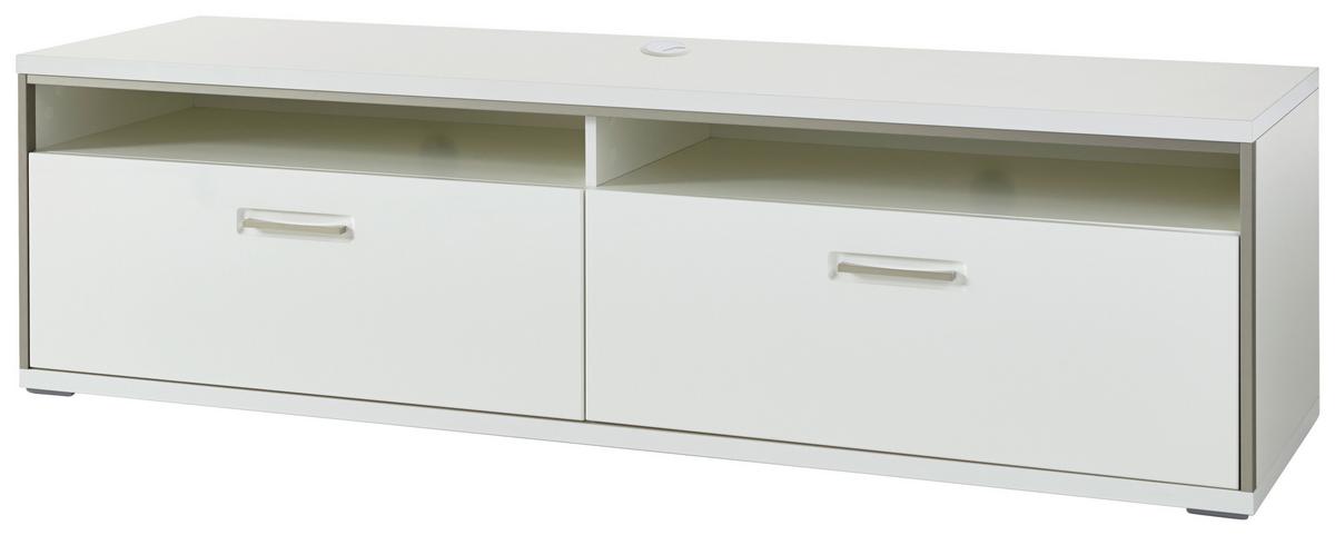 TV-Element Trento B: 184 cm Silberfarben/Weiß - Weiß Hochglanz/Silberfarben, Design, Holzwerkstoff/Metall (184/51/52cm) - Livetastic