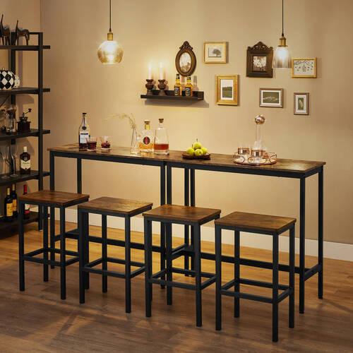 Bar Set Vasagle 3-tlg. Set Braun, Schwarz - Schwarz/Braun, Natur, Holzwerkstoff/Metall (100/40/90cm) - Boxxx