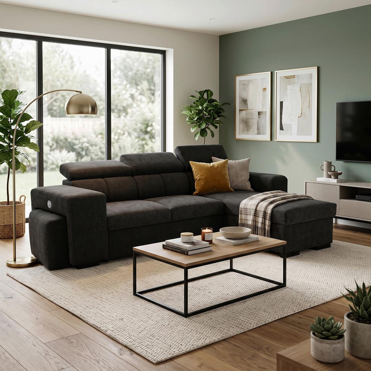 Ecksofa Sirius M schwarz, 251x165cm - Schwarz, KONVENTIONELL, Holz/Holzwerkstoff (251/165cm)
