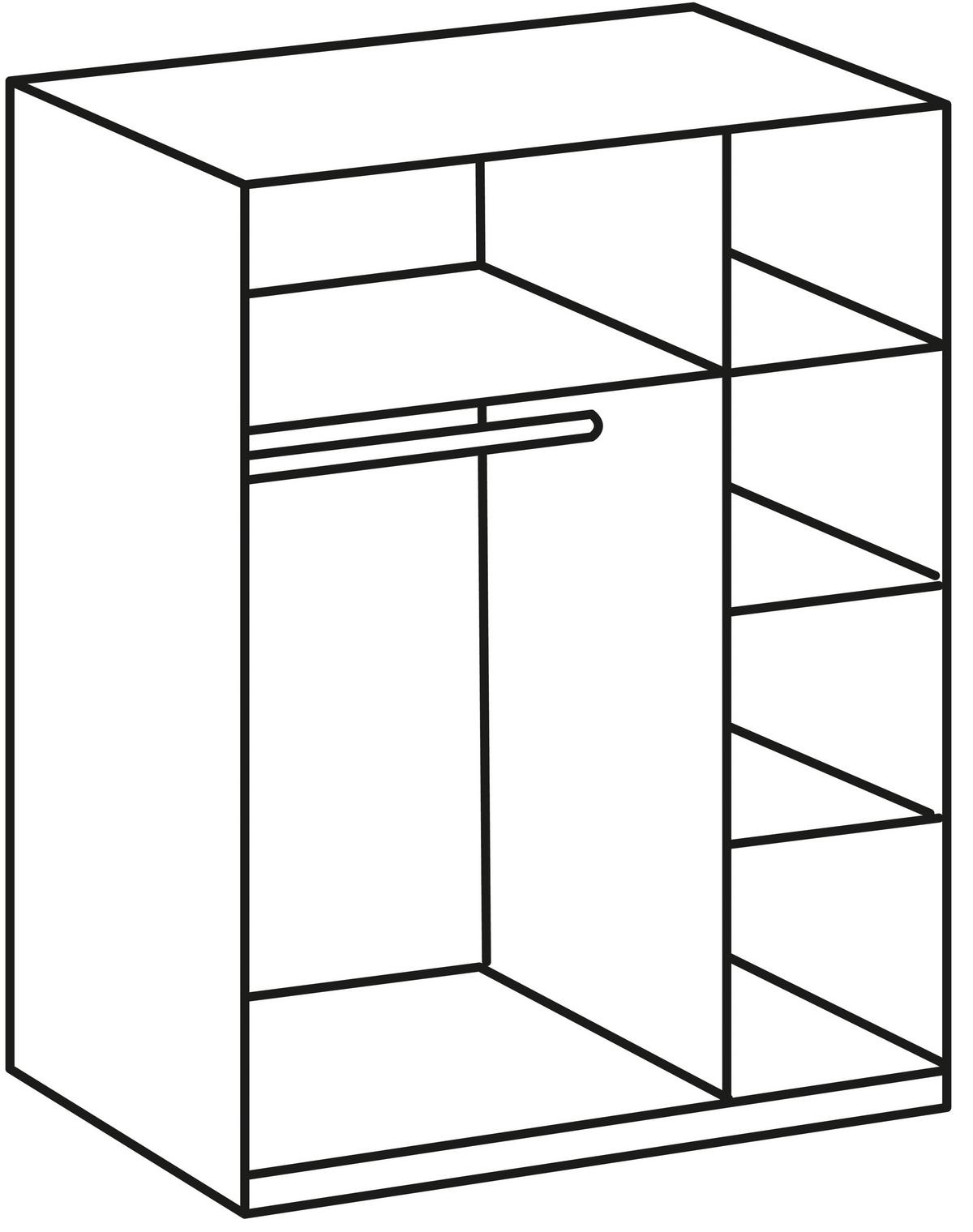 Drehtürenschrank Mit Spiegel 135cm Imago, Sägerau Dekor - Eichefarben, KONVENTIONELL, Glas/Holzwerkstoff (135/199/58cm) - MID.YOU
