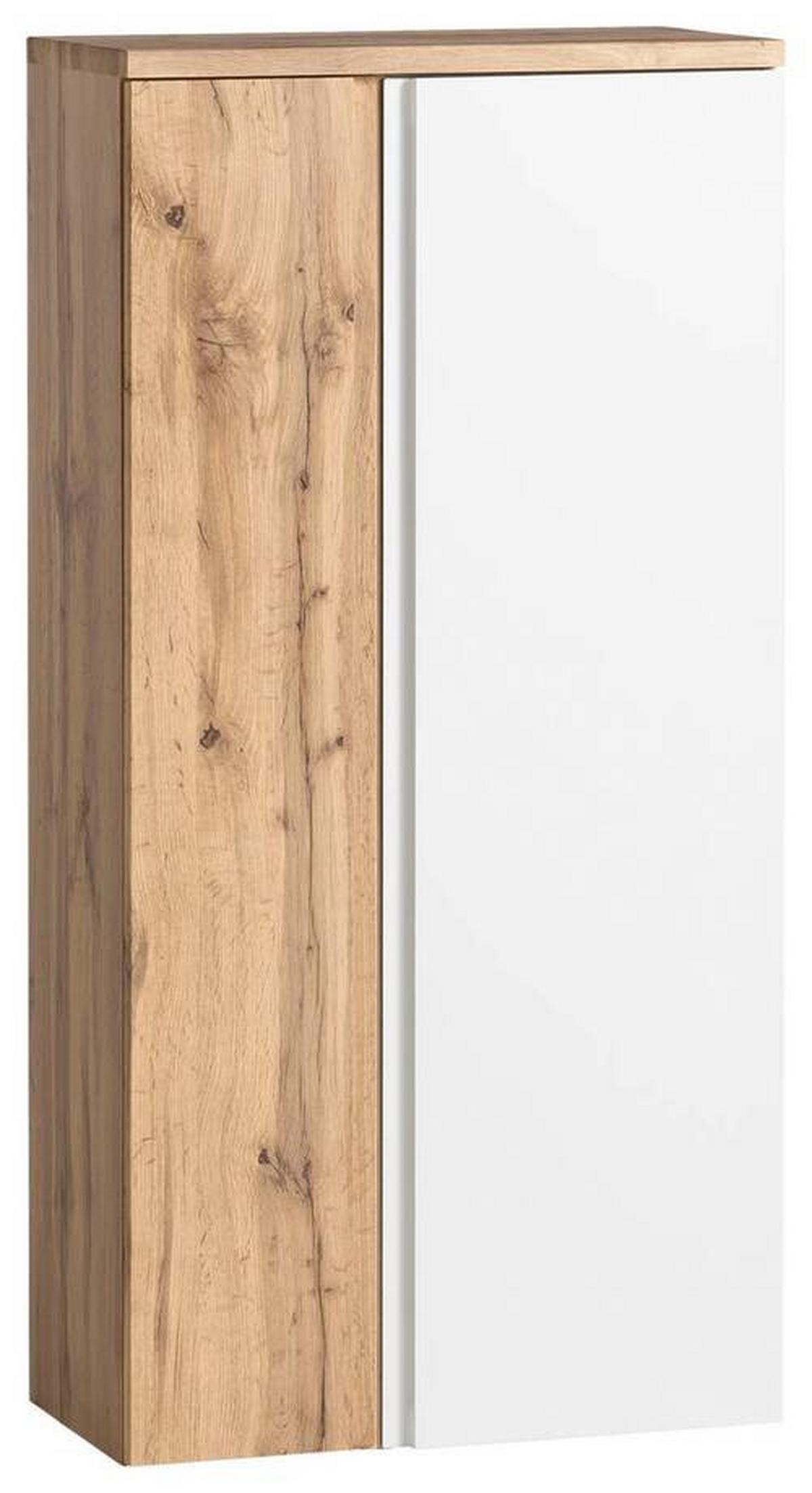 Midischrank Bad Varese B: 65 cm Weiß/Wotaneiche Dekor - Eiche Wotan/Weiß, MODERN, Holzwerkstoff (65/130/35cm) - Held