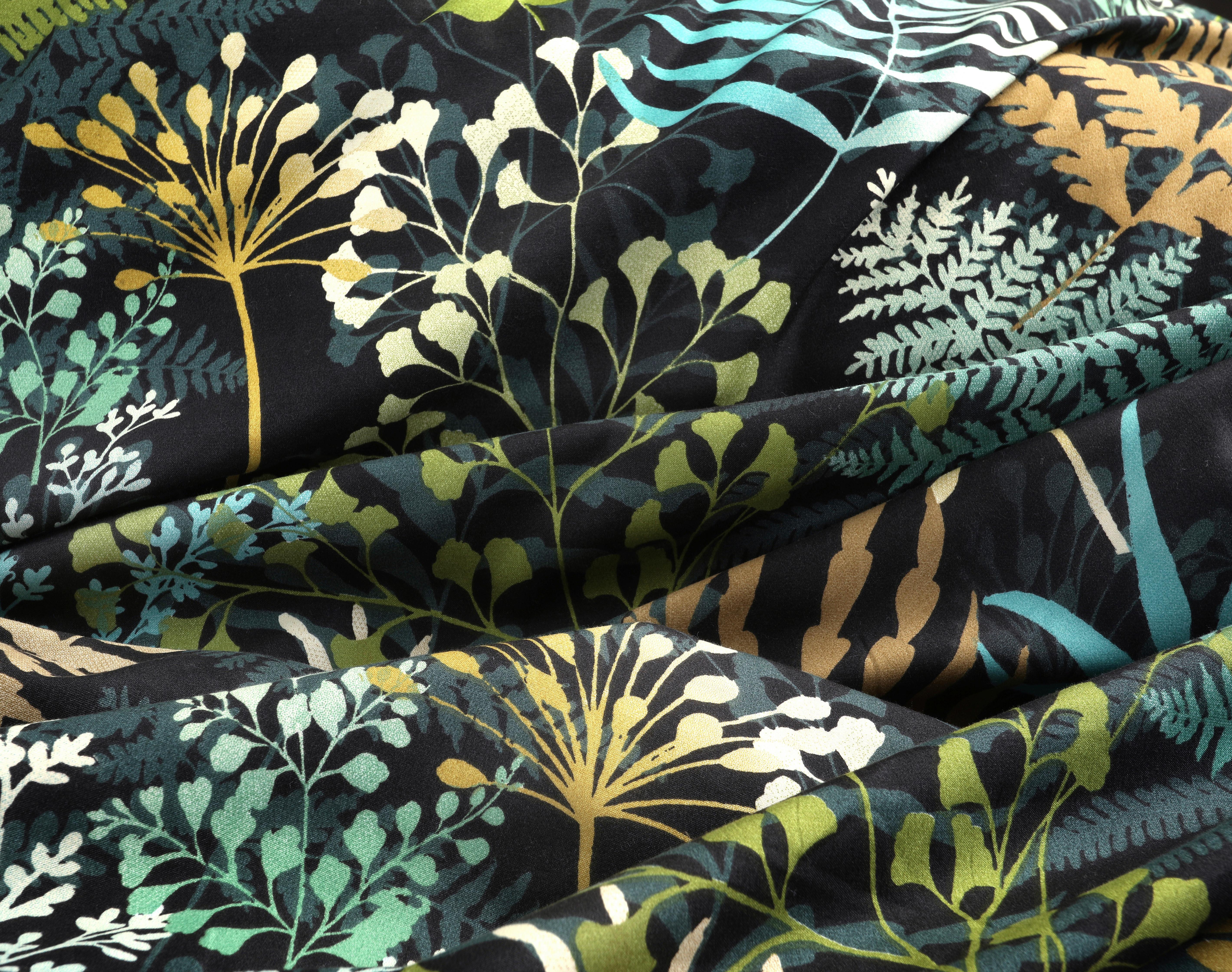 Bettwäsche Malika - Waldgrün/Hellbraun, MODERN, Textil - Luca Bessoni