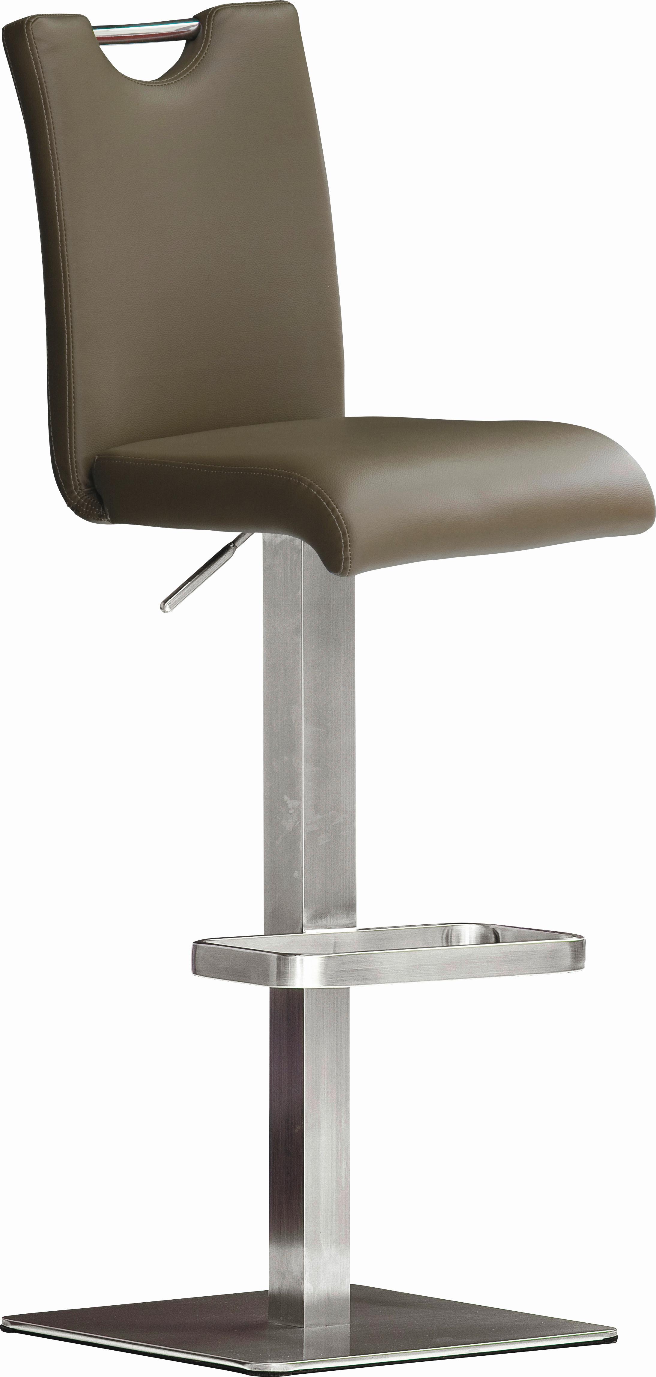 Barhocker Höhenverstellbar Bardo Hellbraun/edelstahlfarbe - Hellbraun/Edelstahlfarben, Design, Leder/Metall (42/90-115/50cm) - Livetastic