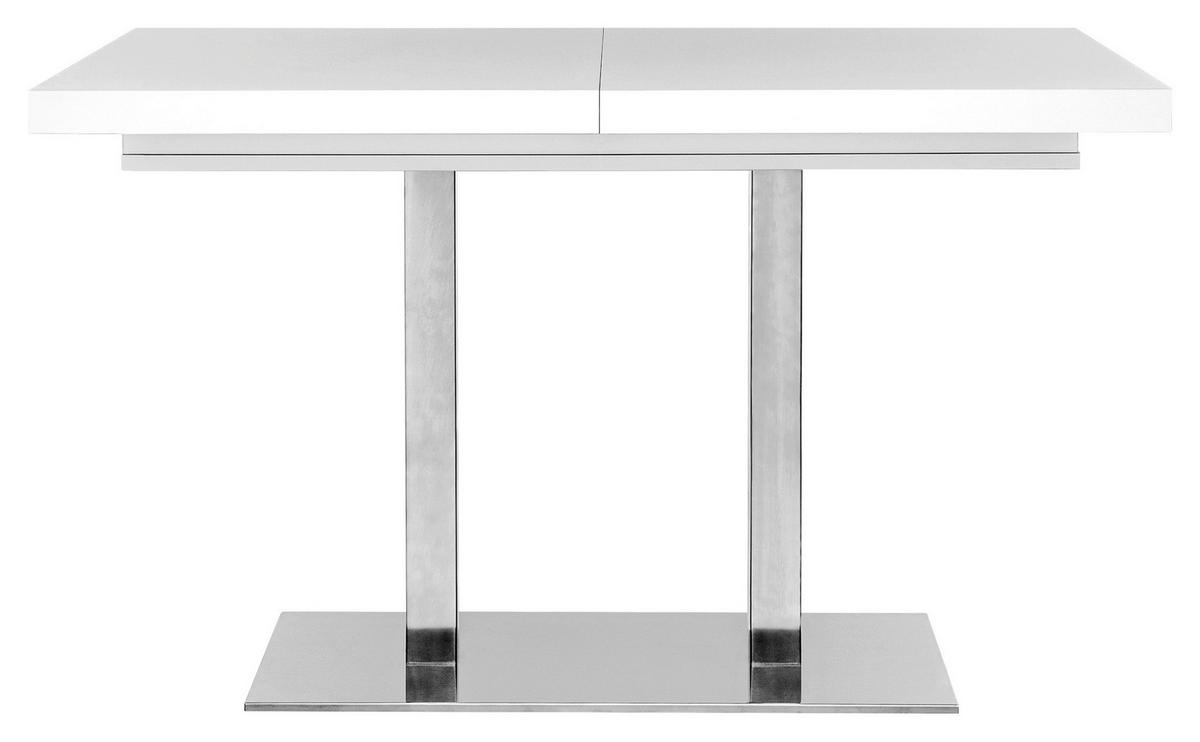 Kihúzható Étkezőasztal Quadrato - nemesacél/fehér, Modern, faalapú anyag/fém (120/80/75cm)